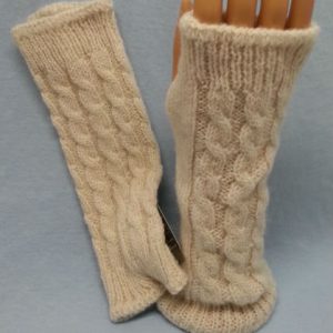 Cable or Pointelle Alpaca Fur Wrist Warmers