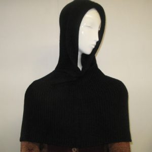 Black Alpaca fur hooded cowl