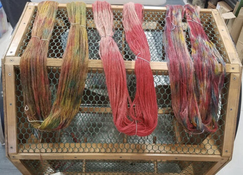Alpaca yarn being dyed