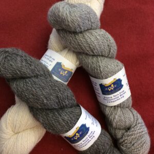 White and grey worsted weight Alpaca yarn