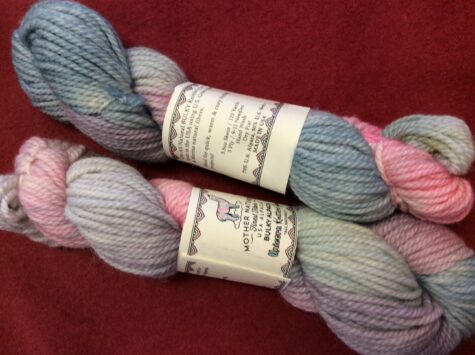 Blue and pink bulky Alpaca yarn
